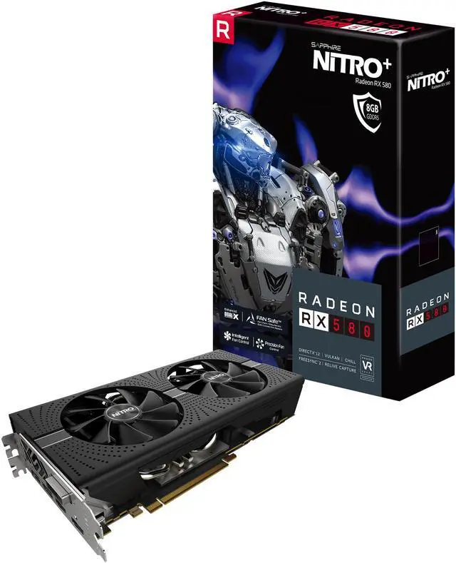 Alt view image 5 of 5 - Sapphire Radeon NITRO+ RX 580 8GB GDDR5 PCI-E Dual HDMI / DVI-D / Dual DP w/ Backplate (UEFI), 100411NT+8GL
