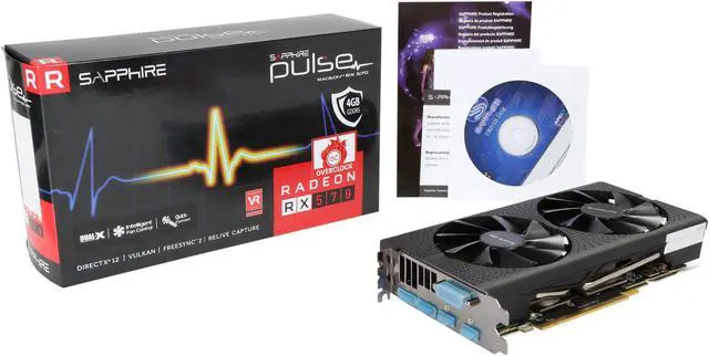 Alt view image 8 of 7 - Sapphire PULSE Radeon RX 570 4GB GDDR5 PCI-E Dual HDMI / DVI-D / Dual DP OC w/ Backplate (UEFI), 100412P4GOCL