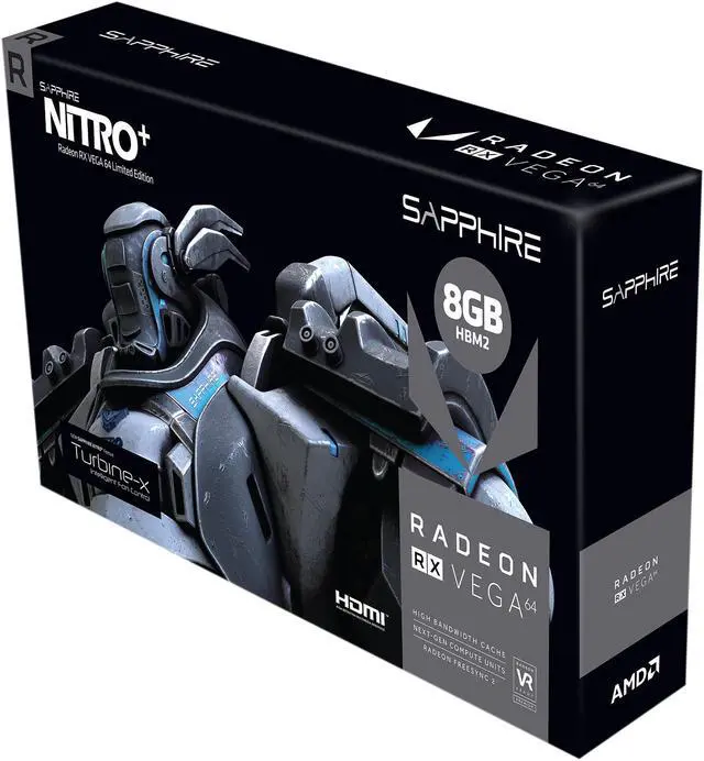 Alt view image 7 of 7 - SAPPHIRE NITRO+ Radeon RX Vega 64 8GB HBM2 PCI Express 3.0 ATX Graphics Card 100410NT+LESR