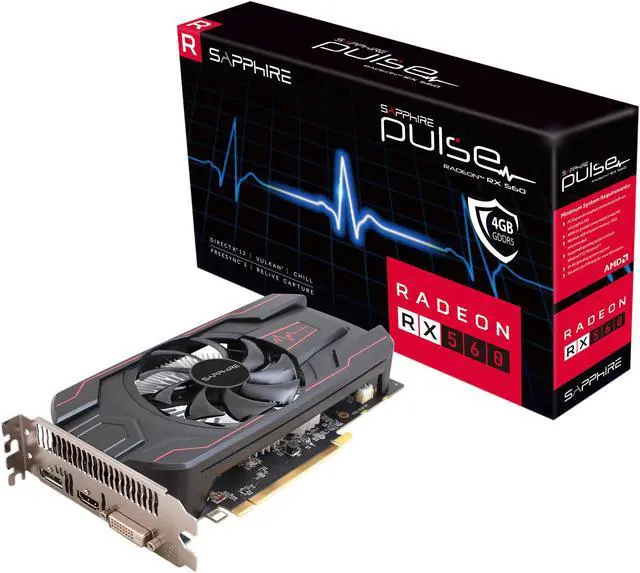 Alt view image 8 of 9 - Sapphire PULSE Radeon RX 560 14CU 4GB GDDR5 PCI-E HDMI / DVI-D / DP OC Version (UEFI)