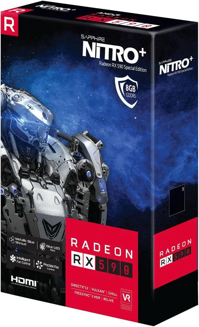 Alt view image 5 of 5 - Sapphire Radeon NITRO+ RX 590 8GB GDDR5 PCI-E Dual HDMI / DVI-D / Dual DP OC w/ Backplate SPECIAL EDITION (UEFI), 100415NT+8GSEL
