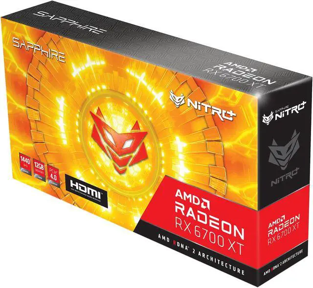 Alt view image 10 of 10 - Sapphire Nitro+ AMD Radeon RX 6700 XT Gaming OC 12GB GDDR6 HDMI / Triple DP (11306-01-20G)
