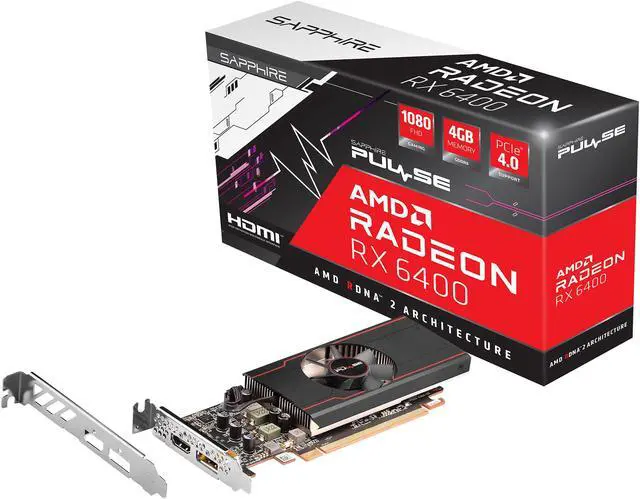 Alt view image 7 of 7 - SAPPHIRE PULSE Radeon RX 6400 4GB GDDR6 PCI Express 4.0 Low Profile Graphics Card 11315-01-20G