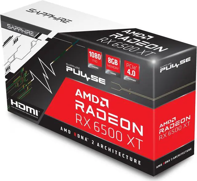 Alt view image 8 of 8 - SAPPHIRE PULSE Radeon RX 6500 XT 8GB GDDR6 PCI Express 4.0 ATX Graphics Card 11314-03-20G