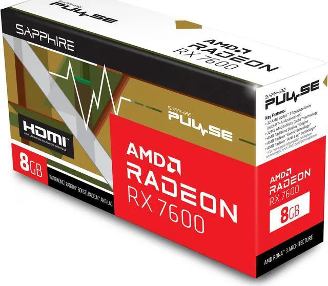 Alt view image 7 of 8 - SAPPHIRE PULSE Radeon RX 7600 8GB GDDR6 PCI Express 4.0 x8 ATX Graphics Card 11324-01-20G