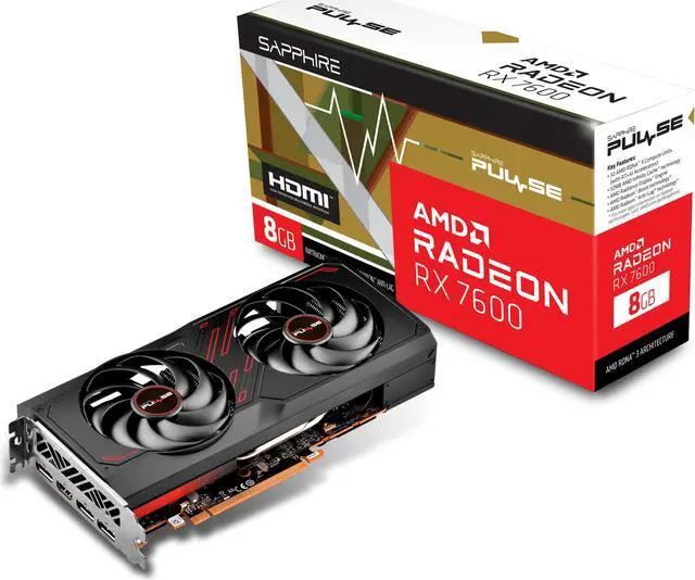 Alt view image 8 of 8 - SAPPHIRE PULSE Radeon RX 7600 8GB GDDR6 PCI Express 4.0 x8 ATX Graphics Card 11324-01-20G