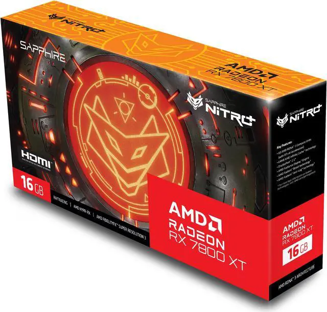 Alt view image 7 of 10 - SAPPHIRE NITRO+ Radeon RX 7800 XT 16GB GDDR6 PCI Express 4.0 x16 ATX Graphics Card 11330-01-20G