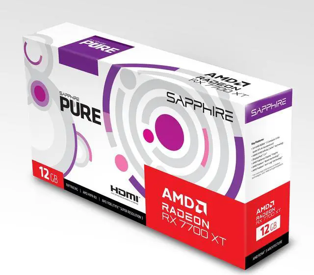 Alt view image 6 of 8 - SAPPHIRE PURE Radeon RX 7700 XT 12GB GDDR6 PCI Express 4.0 x16 Graphics Card 11335-03-20G