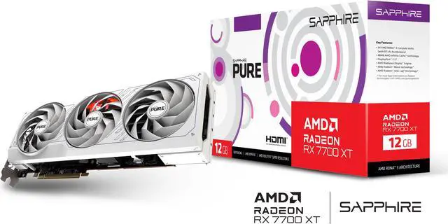 Alt view image 8 of 8 - SAPPHIRE PURE Radeon RX 7700 XT 12GB GDDR6 PCI Express 4.0 x16 Graphics Card 11335-03-20G