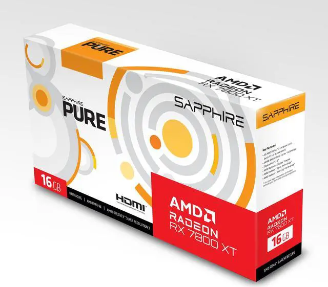 Alt view image 7 of 9 - SAPPHIRE PURE Radeon RX 7800 XT 16GB GDDR6 PCI Express 4.0 x16 ATX Graphics Card 11330-03-20G