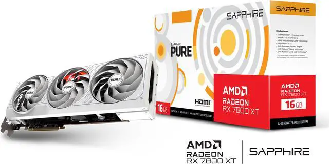 Alt view image 9 of 9 - SAPPHIRE PURE Radeon RX 7800 XT 16GB GDDR6 PCI Express 4.0 x16 ATX Graphics Card 11330-03-20G