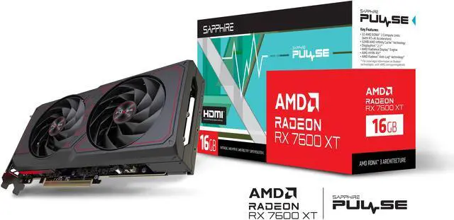 Alt view image 9 of 9 - SAPPHIRE PULSE Radeon RX 7600 XT 16GB GDDR6 PCI Express 4.0 x8 ATX Graphics Card 11339-04-20G