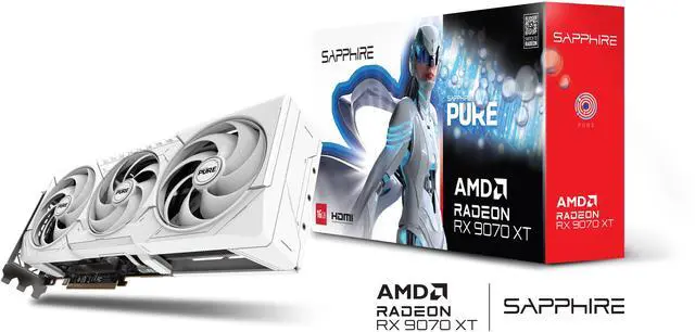 Alt view image 8 of 8 - SAPPHIRE PURE Radeon RX 9070 XT 16GB GDDR6 PCI Express 5.0 x16 ATX Graphics Card 11348-02-20G
