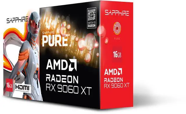 Alt view image 7 of 9 - SAPPHIRE PURE Radeon RX 9060 XT 16GB GDDR6 PCI Express 5.0 x16 ATX Graphics Card 11350-02-20G