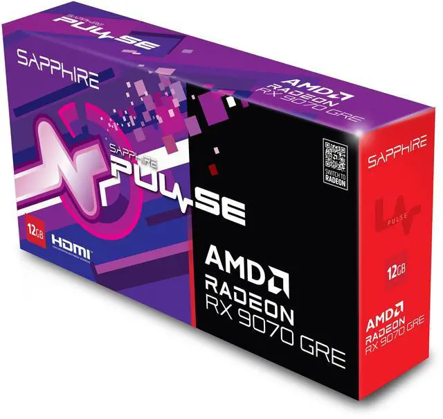 Alt view image 6 of 7 - SAPPHIRE PULSE Radeon RX 9070 GRE Graphics 12GB GDDR6 PCI Express 5.0 x16 ATX Graphics Card 11354-01-20G