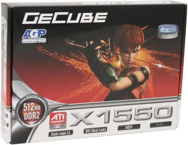 Alt view image 5 of 5 - GECUBE Radeon X1550 512MB GDDR2 AGP 4X/8X Graphics Card GC-RX155PGA2-E3R