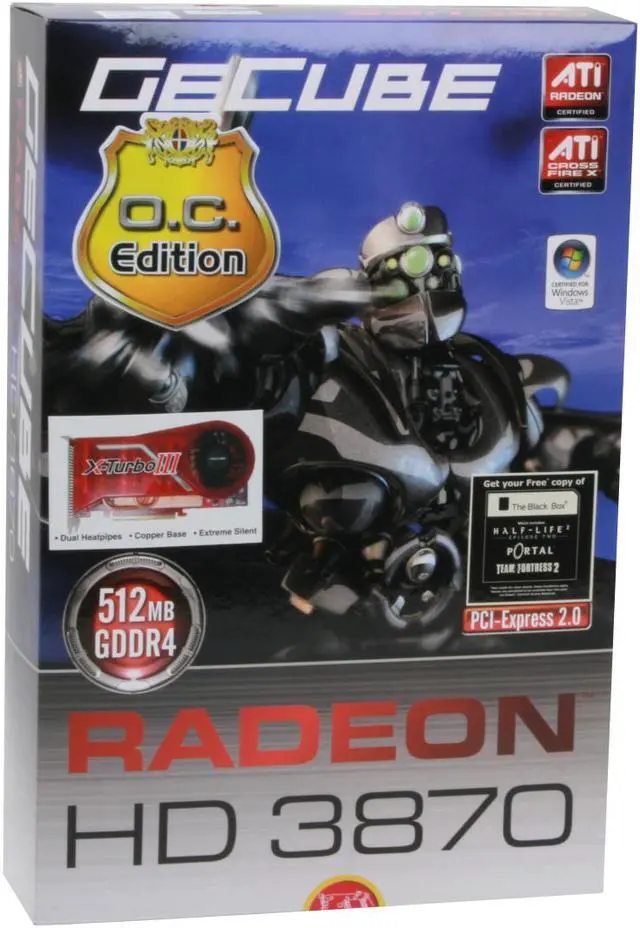 Alt view image 8 of 8 - GECUBE Radeon HD 3870 512MB GDDR4 PCI Express 2.0 x16 CrossFireX Support Graphics Card GC-XHD3870XTG4-E3