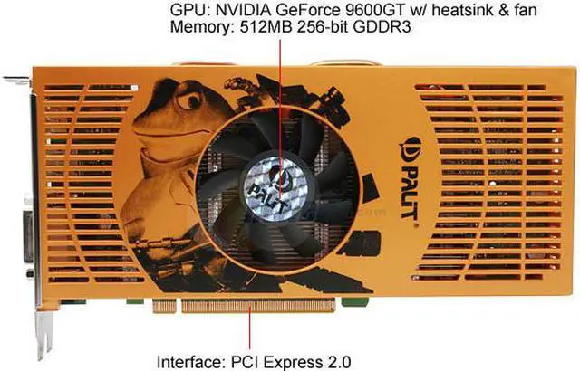 Alt view image 3 of 7 - PALiT NE/960TSX0252 GeForce 9600GT SONIC 512MB 256-bit GDDR3 PCI Express 2.0 x16 HDCP Ready SLI Supported Video Card