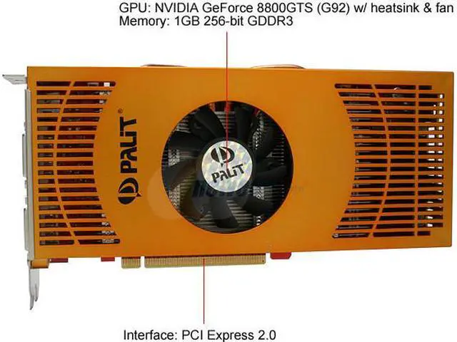 Alt view image 3 of 7 - PALiT NE/88TSSXT302 GeForce 8800GTS (G92) SONIC 1GB 256-bit GDDR3 PCI Express 2.0 x16 HDCP Ready SLI Supported Video Card