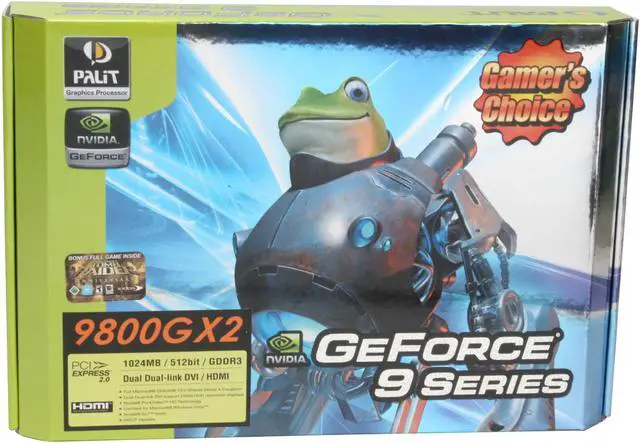 Alt view image 7 of 7 - Palit GeForce 9800 GX2 1GB (512MB per GPU) GDDR3 PCI Express 2.0 x16 SLI Support Graphics Card NE/98GX2+H305