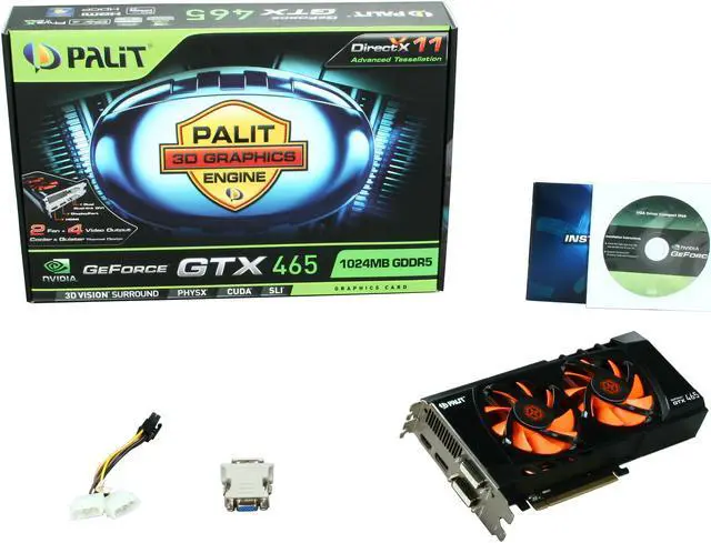 Alt view image 6 of 6 - Palit GeForce GTX 465 (Fermi) 1GB GDDR5 PCI Express 2.0 x16 SLI Support Graphics Card NE5TX465F1002