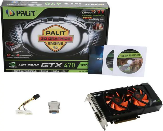 Alt view image 6 of 6 - Palit GeForce GTX 470 (Fermi) 1280MB GDDR5 PCI Express 2.0 x16 SLI Support Graphics Card NE5TX470F10DA