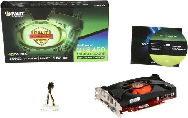 Alt view image 5 of 5 - Palit GeForce GTS 450 (Fermi) 1GB GDDR5 PCI Express 2.0 x16 SLI Support Graphics Card NE5S4500FHD01