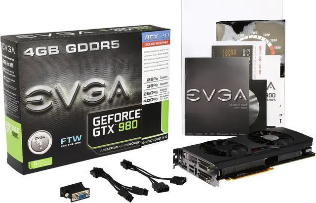 Alt view image 6 of 6 - EVGA GeForce GTX 980 04G-P4-2986-KR 4GB FTW GAMING w/ACX 2.0, 26% Cooler and 36% Quieter Cooling Graphics Card