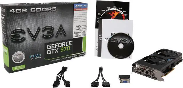 Alt view image 6 of 6 - EVGA GeForce GTX 970 04G-P4-3978-KR 4GB FTW+ GAMING w/ACX 2.0+, Whisper Silent Cooling w/ Free Installed Backplate Graphics Card
