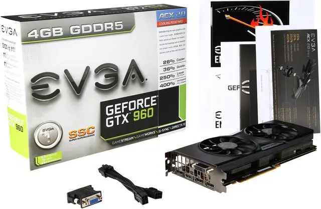 Alt view image 6 of 6 - EVGA GeForce GTX 960 04G-P4-3966-KR 4GB SSC GAMING w/ACX 2.0+, Whisper Silent Cooling w/ Free Installed Backplate Graphics Card