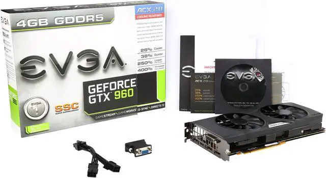 Alt view image 6 of 6 - EVGA GeForce GTX 960 04G-P4-3967-KR 4GB SSC GAMING w/ACX 2.0+, Whisper Silent Cooling w/ Free Installed Backplate Graphics Card