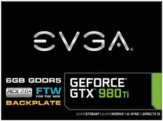 Alt view image 8 of 8 - EVGA GeForce GTX 980 Ti 06G-P4-4996-KR 6GB FTW GAMING w/ACX 2.0+, Whisper Silent Cooling w/ Free Installed Backplate Graphics Card