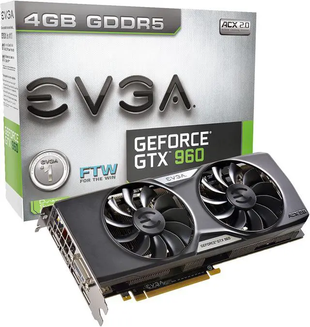 Alt view image 7 of 8 - EVGA GeForce GTX 960 04G-P4-3969-KR 4GB FTW GAMING w/ACX 2.0+, Whisper Silent Cooling w/ Free Installed Backplate Graphics Card