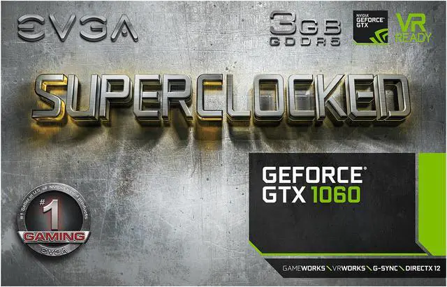 Alt view image 7 of 7 - EVGA GeForce GTX 1060 SC GAMING, ACX 2.0 (Single Fan), 03G-P4-6162-KR, 3GB GDDR5, DX12 OSD Support (PXOC)