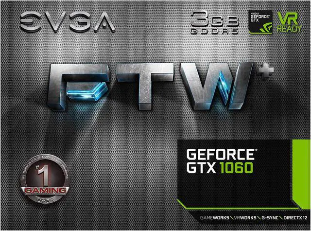 Alt view image 8 of 8 - EVGA GeForce GTX 1060 FTW+ Gaming 3GB GDDR5 PCI Express 3.0 Graphics Card 03G-P4-6367-KR