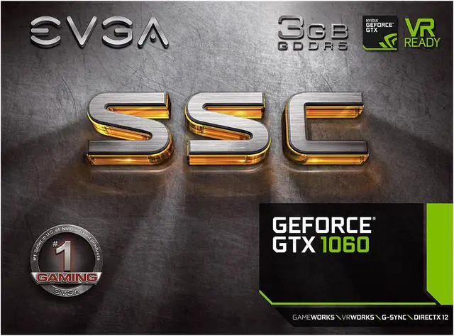 Alt view image 7 of 7 - EVGA GeForce GTX 1060 3GB SSC GAMING ACX 3.0, 03G-P4-6167-KR, 3GB GDDR5, LED, DX12 OSD Support (PXOC)