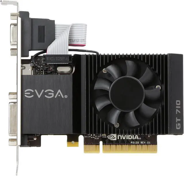 Alt view image 3 of 5 - EVGA GT 710 1GB DDR3 64-bit Single Slot, (Optional) Low Profile 01G-P3-2711-RX