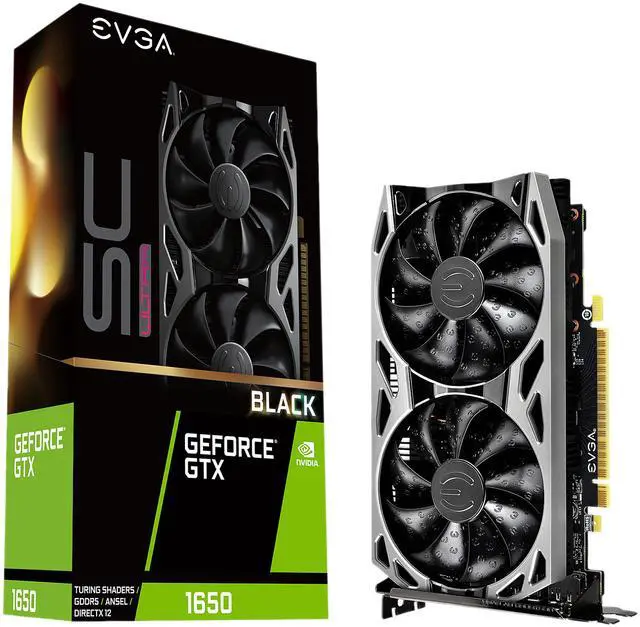 Alt view image 7 of 8 - EVGA GeForce GTX 1650 SC ULTRA BLACK GAMING Video Card, 04G-P4-1055-KR, 4GB GDDR5, Dual Fan, Metal Backplate