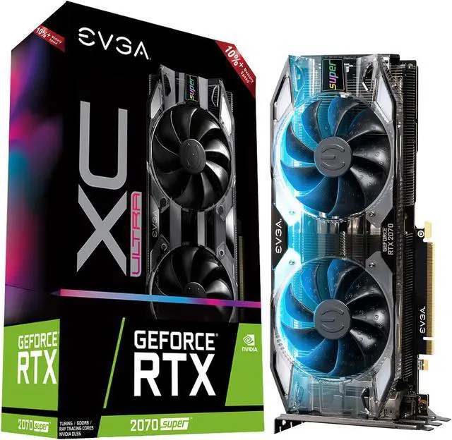 Alt view image 10 of 10 - EVGA GeForce RTX 2070 SUPER XC ULTRA+ Video Card, OVERCLOCKED, 2.75-Slot Extreme Cool Dual, 70C Gaming, RGB, Metal Backplate, 08G-P4-3175-KR, 8GB 15.5 GHz GDDR6