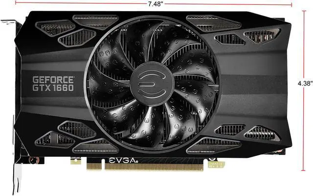 Alt view image 2 of 7 - EVGA GeForce GTX 1660 BLACK GAMING Video Card, 06G-P4-1160-KR, 6GB GDDR5, Single Fan