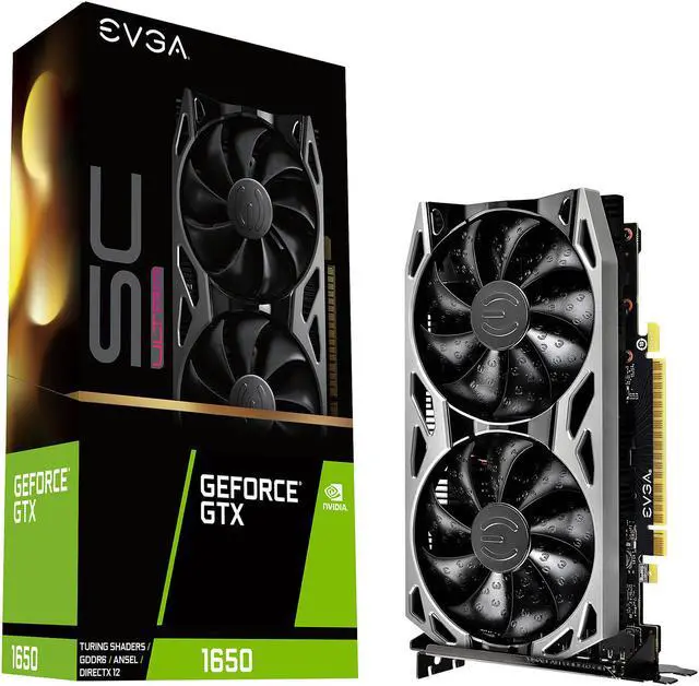 Alt view image 9 of 9 - EVGA GeForce GTX 1650 SC ULTRA GAMING GDDR6, 04G-P4-1257-KR, 4GB GDDR6, Dual Fan, Metal Backplate