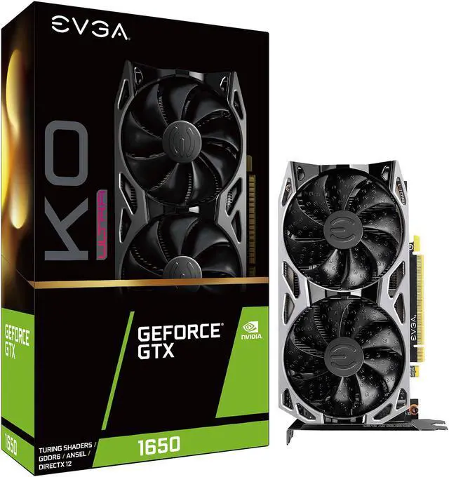 Alt view image 7 of 7 - EVGA GeForce GTX 1650 KO ULTRA GDDR6 GAMING, 04G-P4-1457-KR, 4GB GDDR6, Dual Fan, Metal Backplate
