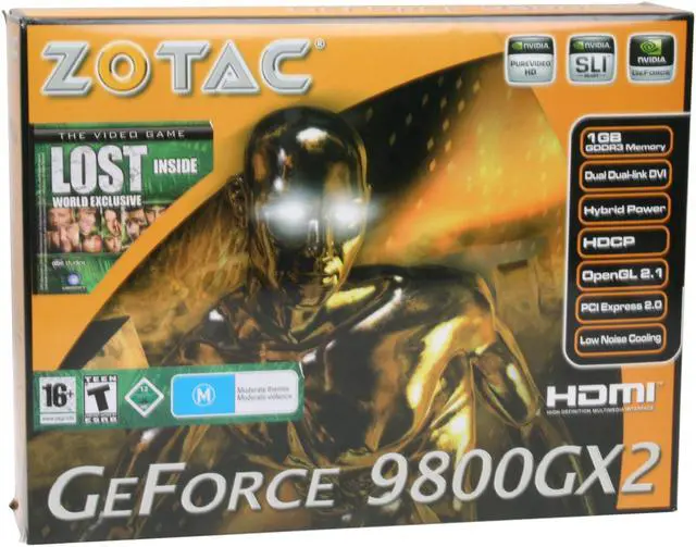 Alt view image 6 of 6 - ZOTAC GeForce 9800 GX2 1GB (512MB per GPU) GDDR3 PCI Express 2.0 x16 SLI Support Graphics Card ZT-98TEY2P-FSP