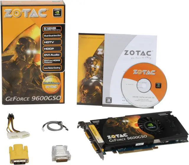 Alt view image 6 of 6 - ZOTAC GeForce 9600 GSO 512MB GDDR3 PCI Express 2.0 x16 SLI Support Graphics Card ZT-96SES4P-FSL