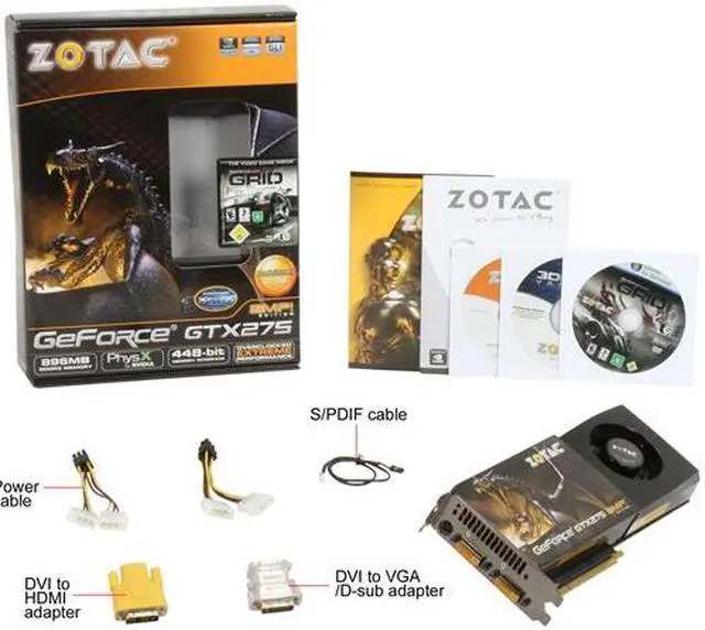 Alt view image 5 of 5 - ZOTAC GeForce GTX 275 896MB GDDR3 PCI Express 2.0 x16 SLI Support Graphics Card ZT-275E3KB-FCP