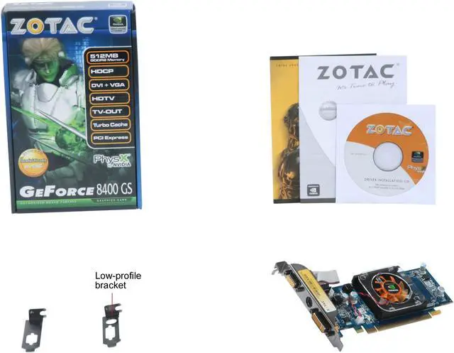Alt view image 5 of 5 - ZOTAC GeForce 8400 GS 512MB GDDR2 PCI Express x16 Low Profile Ready Graphics Card ZT-84MEH3P-FSL