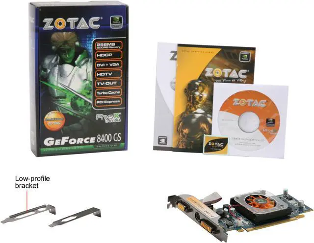Alt view image 10 of 10 - ZOTAC GeForce 8400 GS 256MB GDDR2 PCI Express x16 Low Profile Ready Graphics Card ZT-84MEG4P-FSL