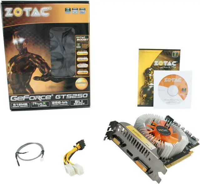 Alt view image 6 of 6 - ZOTAC GeForce GTS 250 512MB GDDR3 PCI Express 2.0 x16 SLI Support Graphics Card ZT-20105-10P