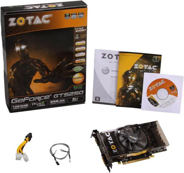 Alt view image 6 of 6 - ZOTAC GeForce GTS 250 1GB DDR3 PCI Express 2.0 x16 SLI Support Graphics Card ZT-20109-10P