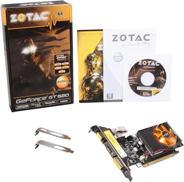 Alt view image 5 of 5 - ZOTAC GeForce GT 520 (Fermi) 1GB DDR3 PCI Express 2.0 x16 Low Profile Ready Graphics Card ZT-50601-10L